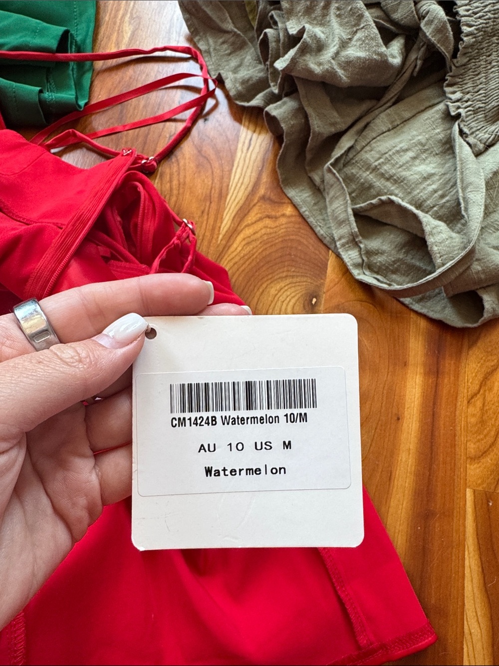 Red Ruched Mini Dress with Spaghetti Straps - Picture 2 of 2